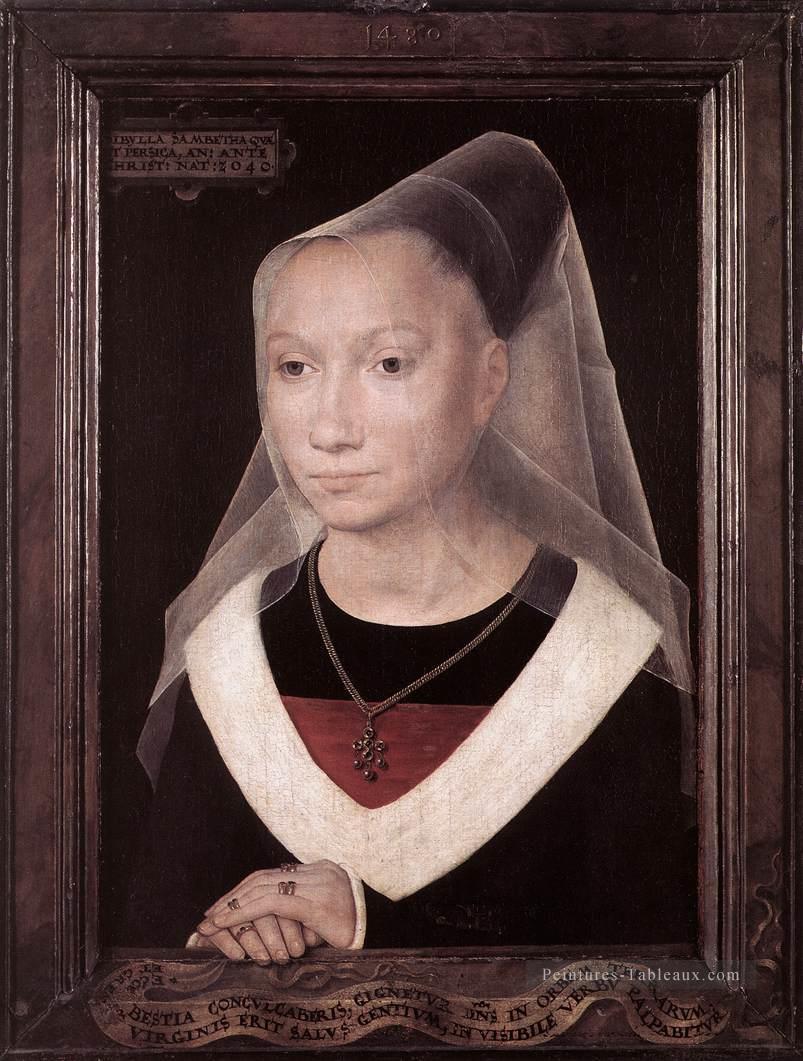 Portrait d’une jeune femme 1480 hollandais Hans Memling Peintures à l'huile